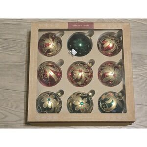Allen + Roth Glass Christmas Ornaments Handmade in Poland Set Of 9 Gold Red